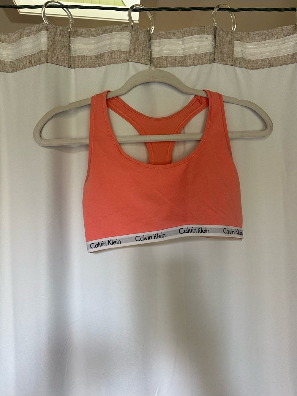 Calvin Klein Coral Racerback Sports Bra with Logo Band